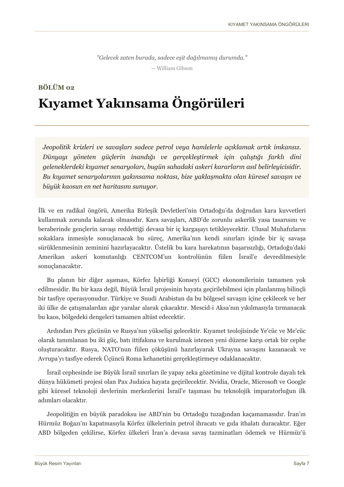 Kıyamet Yakınsama Öngörüleri